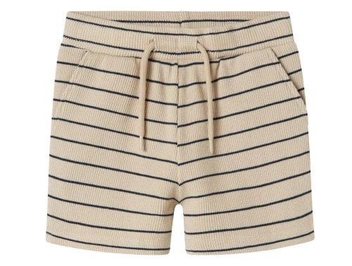 Beige shorts fra Name It med mørkeblå striber 13241275 navy blazer
